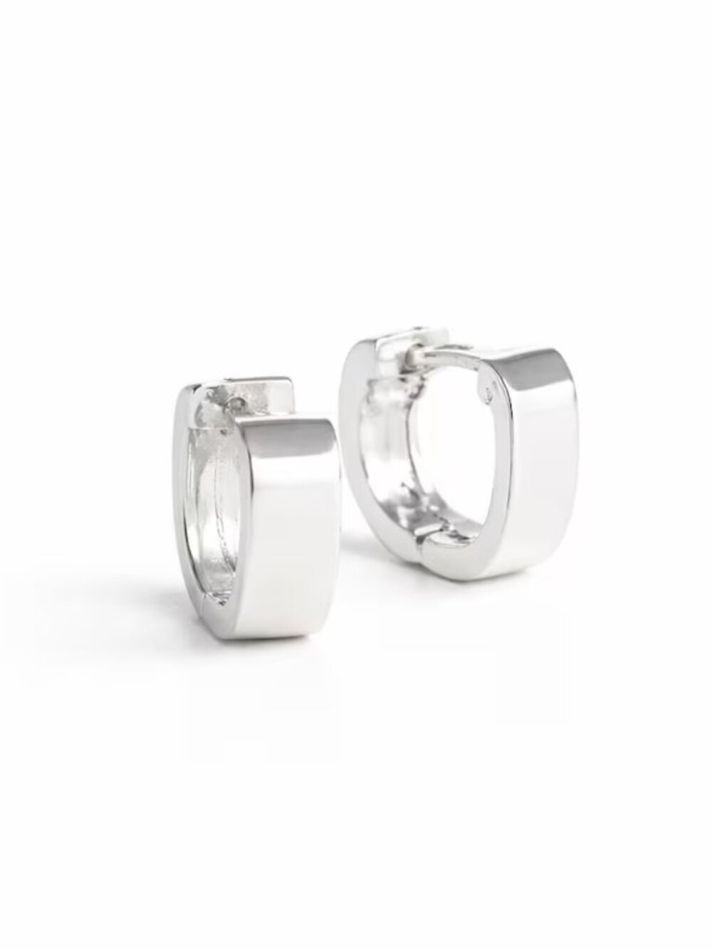 Sterling Silver Square Huggie Hoop Earrings